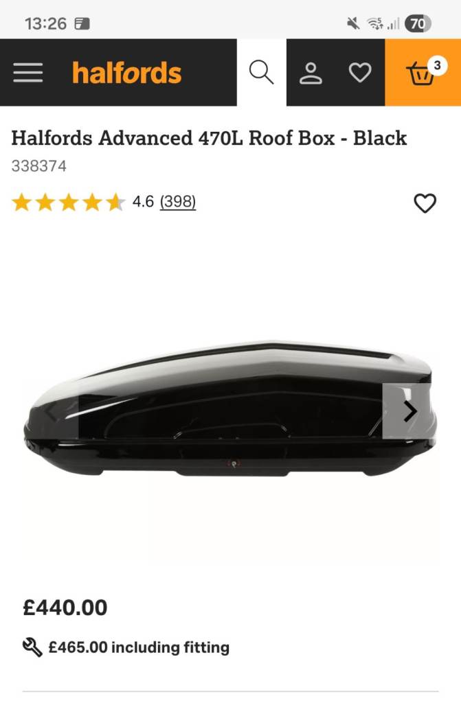 Halfords Advanced/ Exodus Roof Box 470L