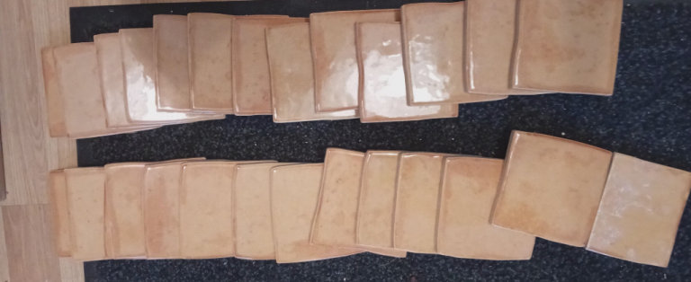 12 Tan glazed tiles 4x4inch