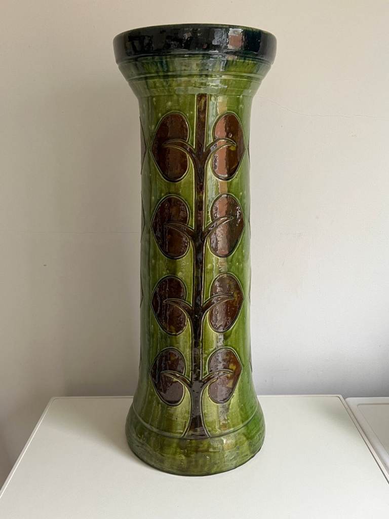 Antique art nouveau slipware pedestal or jardiniere stand