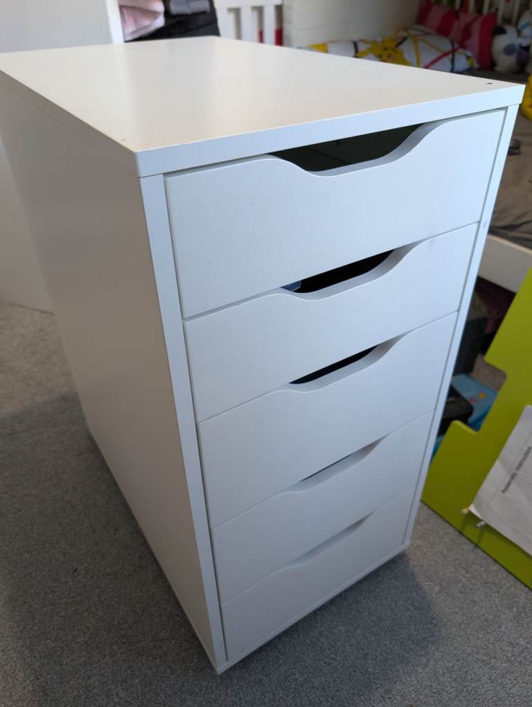 ** SOLD** IKEA Alex with wheels £25 o.n.o. White 5-Drawer Unit – Good Condition