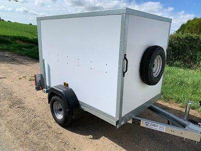 TICKNERS Single Axle Box Trailer 6' x 4' x 4' 750kg in White or Black