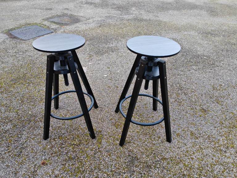 image for 2 IKEA Dalfred Height Adjustable Bar Stools with Seat Cushions FREE DELIVERY 139
