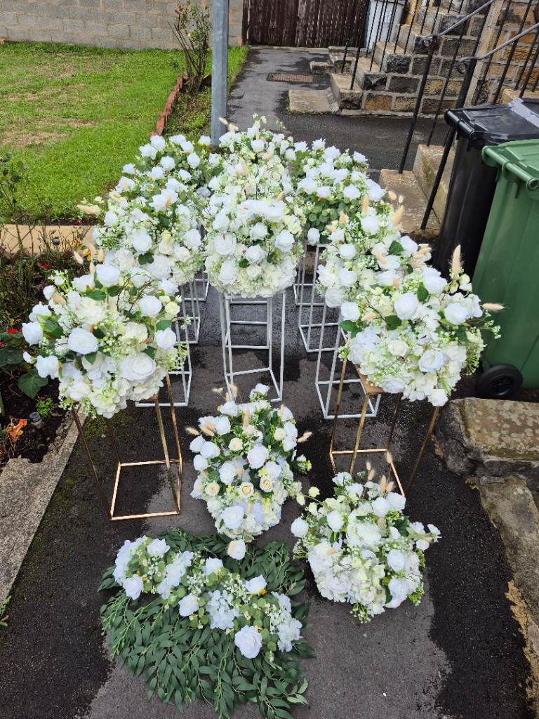 White Artificial Flower Arrangements with Stands – Wedding/Event Decor