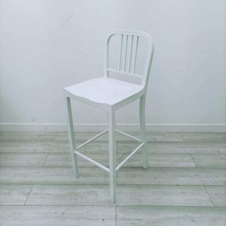 Retro Style White Metal Navy Bar Stool