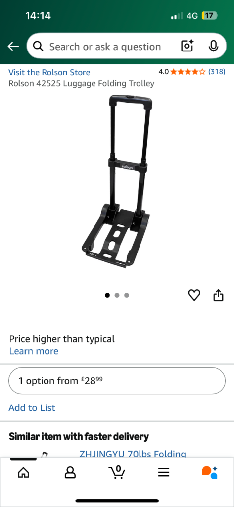 image for Rolson folding trolley for luggage/ piano keyboard/ musical equipment 