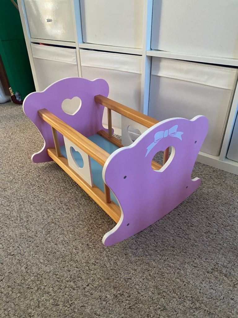 Wooden Doll's Rocking Cradle – Good Condition