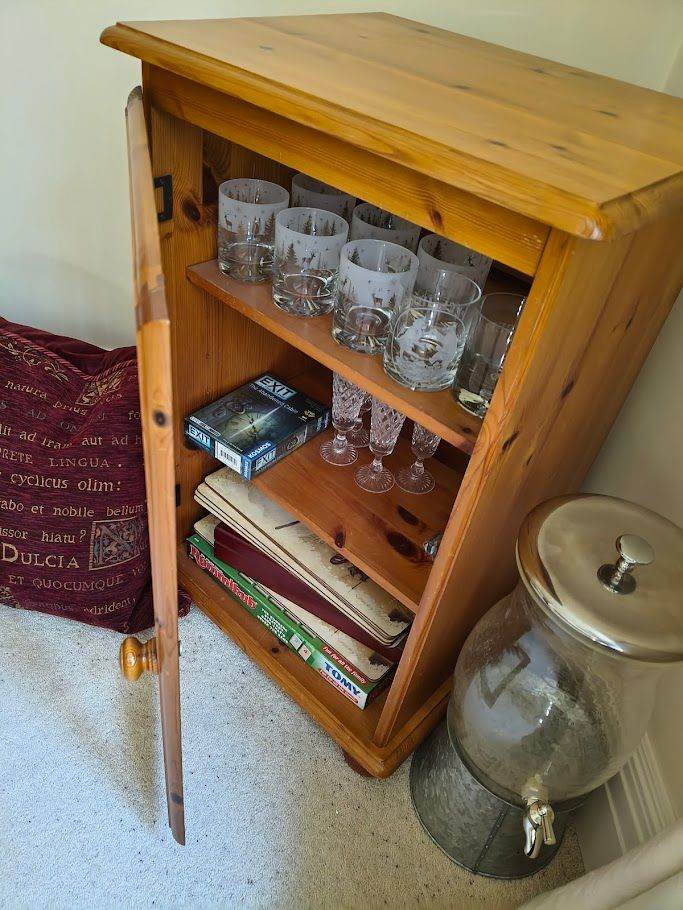 Pine Wood Display Cabinet / Small Bookcase with Glass Door