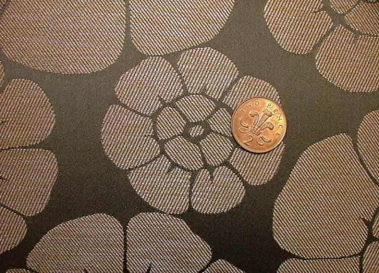 Brown Cream Jacquard fabric with a distinctive floral pattern. 2 Metre 36 Inches. £9.44