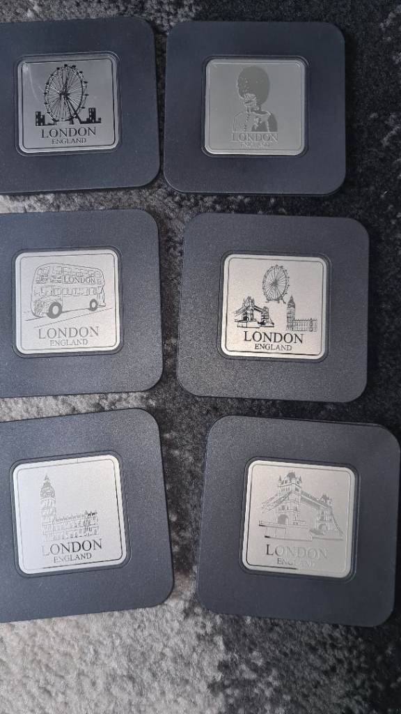 New London Coaster Set – Silver Metal