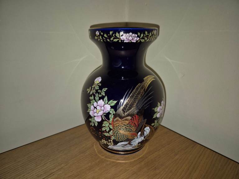 Vintage Japanese Cobalt Blue Ceramic Vase