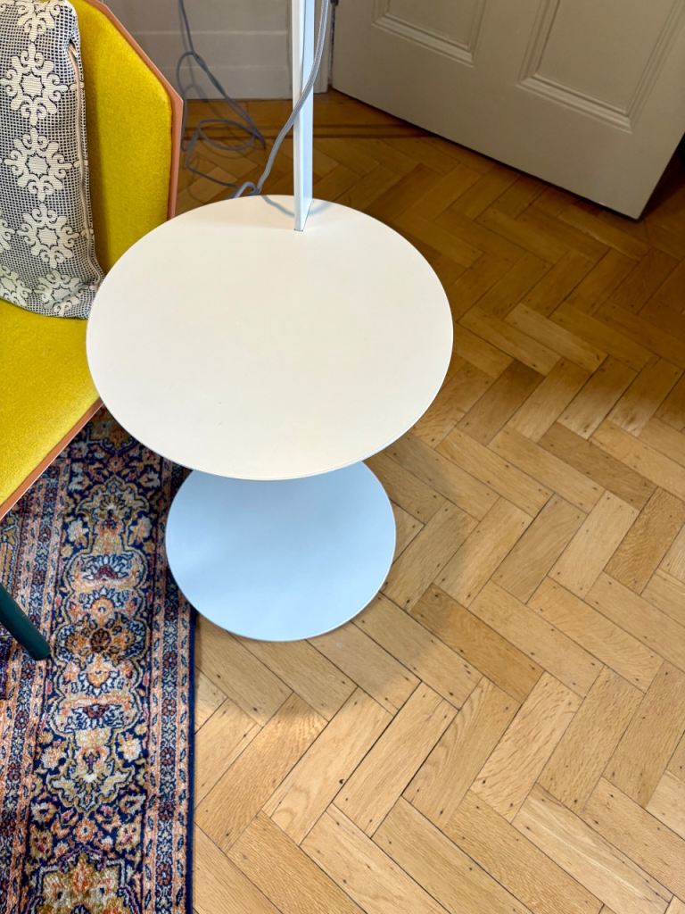 White side table and floor reading lamp from BlueDot