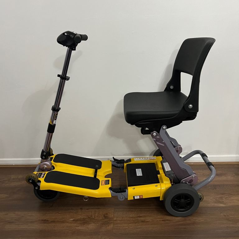 Folding Mobility Scooter with Seat – Yellow, Good Condition