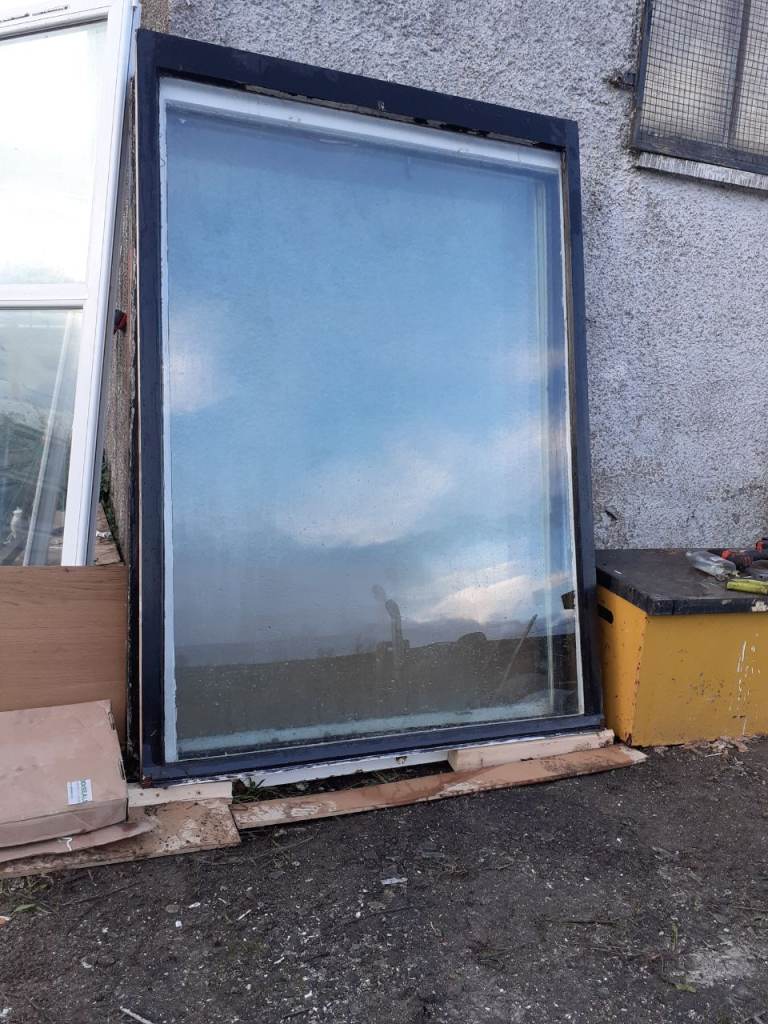 4 identical large windows  solid wood frames excellent condition