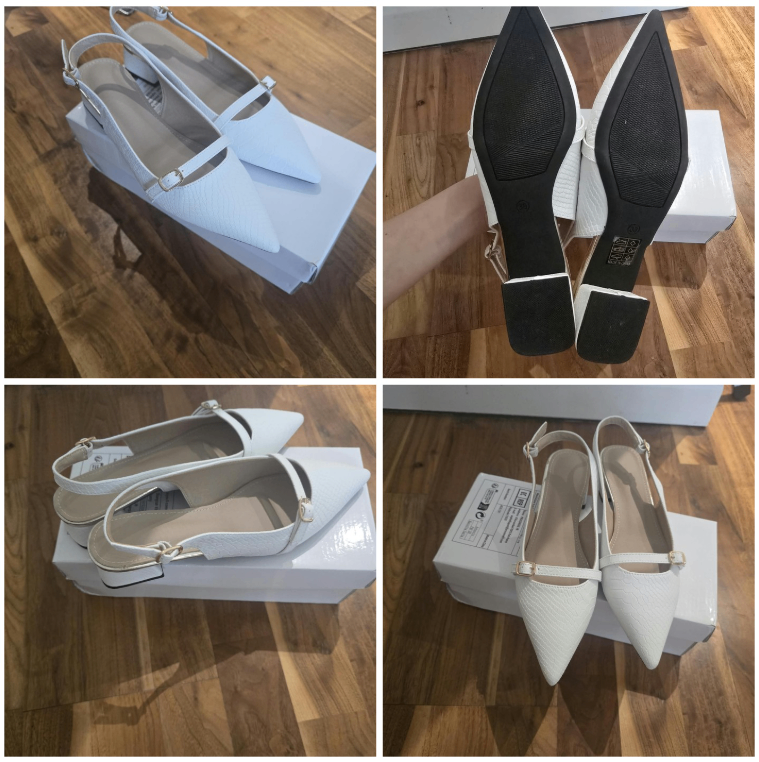 White Pointed Toe Slingback Flats – As Good As New