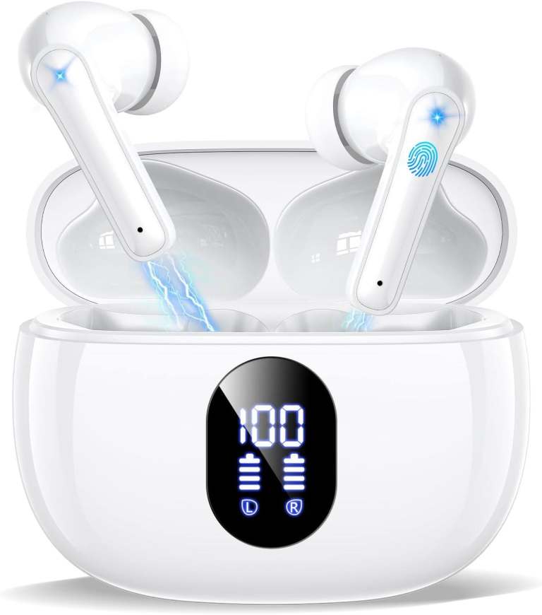 Wireless Earbuds with Charging Case – White, New in Box