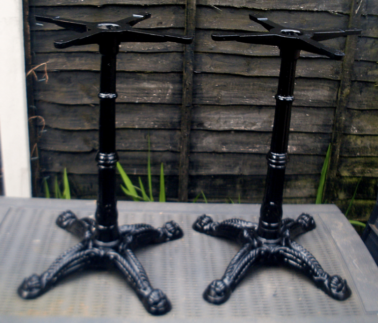 TWELVE ORNATE CAST IRON PUB TABLE BASES (FULLY RESTORED): MICROPUB, HOME BARS, MAN AND WOMAN CAVES