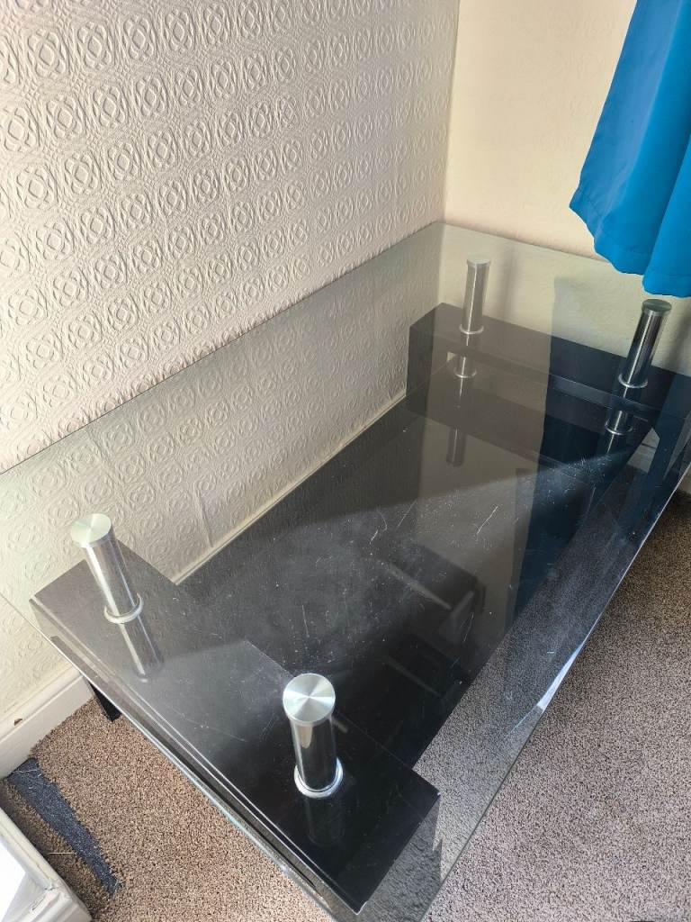 Black glass coffee table / center table