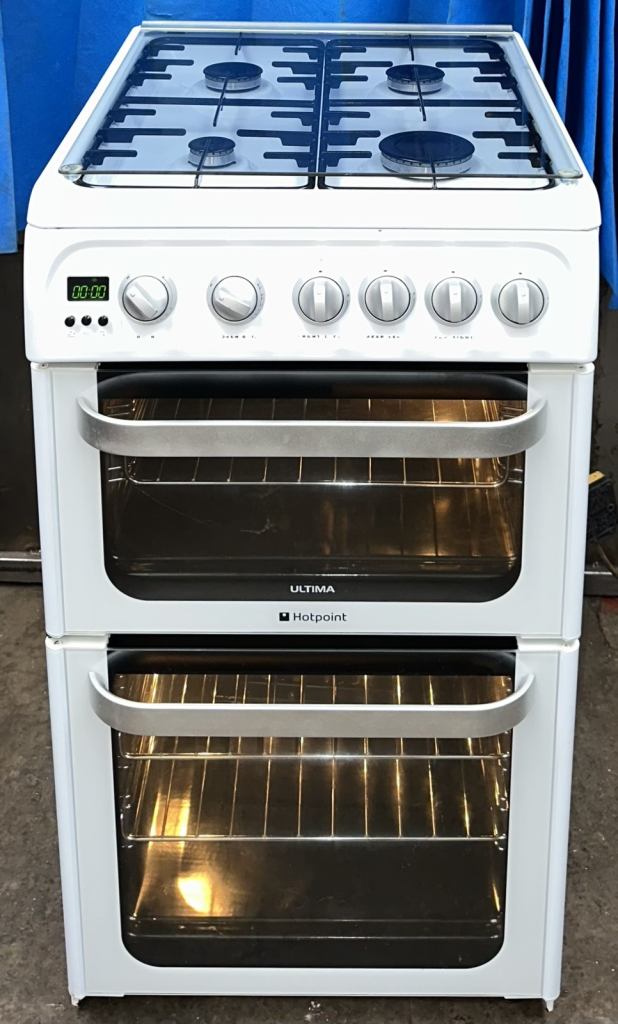 Hotpoint HUG52P 50cm Double Oven Gas Cooker - white 