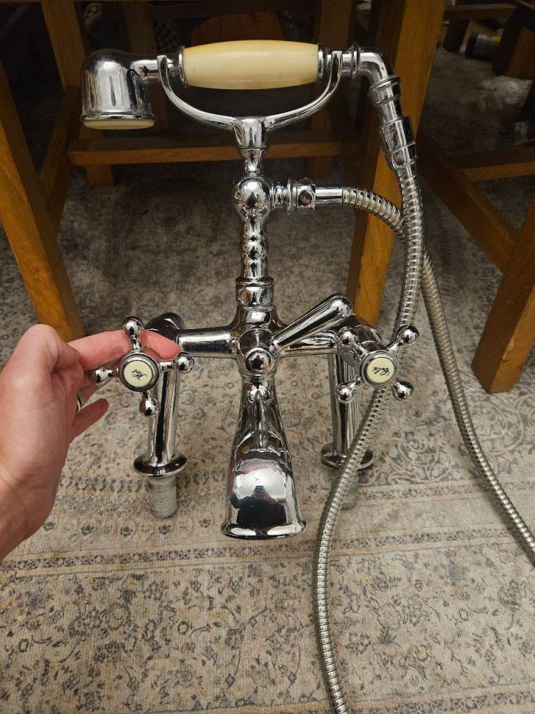 Chrome Bath Mixer Tap with Shower Head – Good Condition