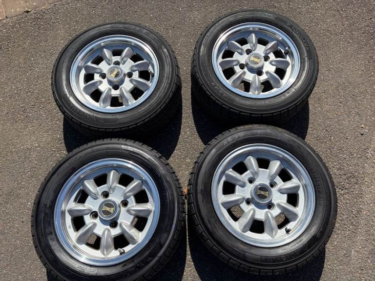 SET OF 4 x 12 inch CLASSIC MINI SUPALITE WHEELS AND 165 YOKOHAMA TYRES