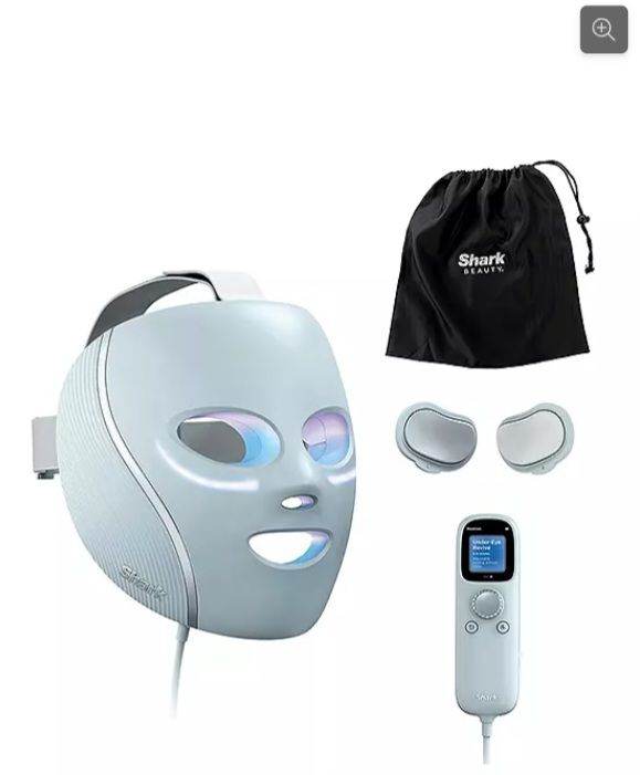 Ice blue shark LED mask and docking station 