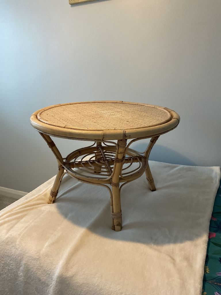 Cane and bamboo vintage 1970s coffee table 
