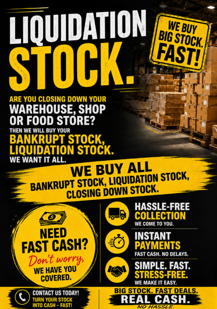 Liquidation Stock Wanted - Bankrupt Stock, Closing Down Stock
