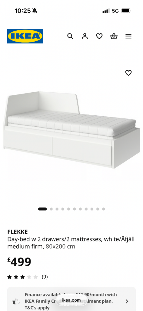 Perfect conditions IKEA FLEKKE Day-bed with 2 Drawers and 1 mattress – White