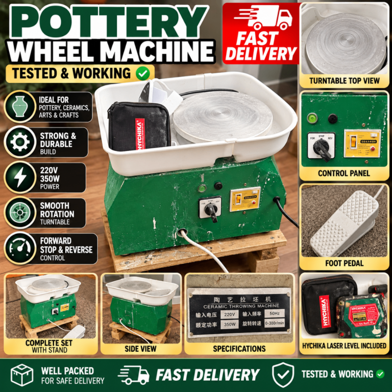Green Electric Pottery Wheel / Ceramic Throwing Machine 350W – Tested & Working