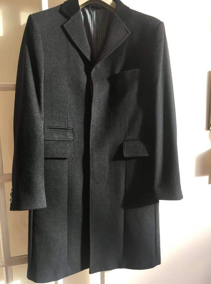 MEN LUXURY CLASSIC WOOL/CASHMERE GREY OVERCOAT - UK40 -