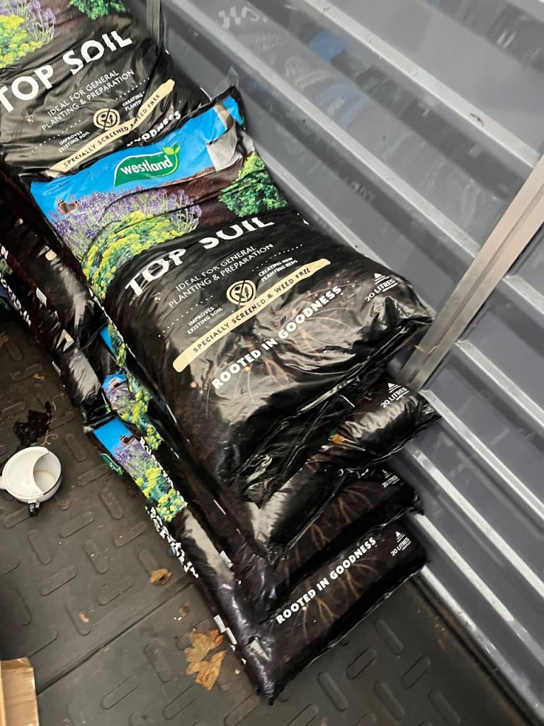 16 bags left only top soil Westlands now 1.50 bag 20 litres was 3.99