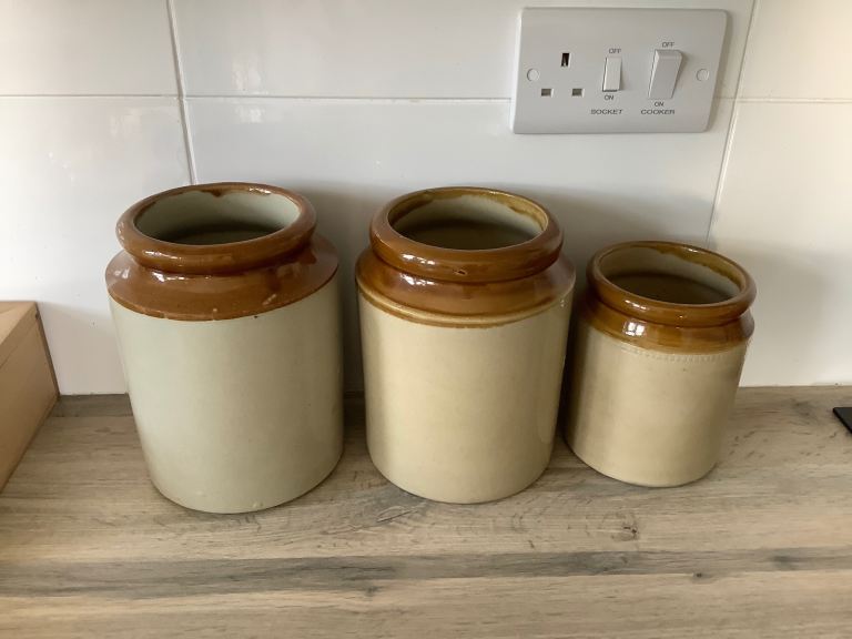 STONEWARE CONTAINERS X 3…….REDUCED 