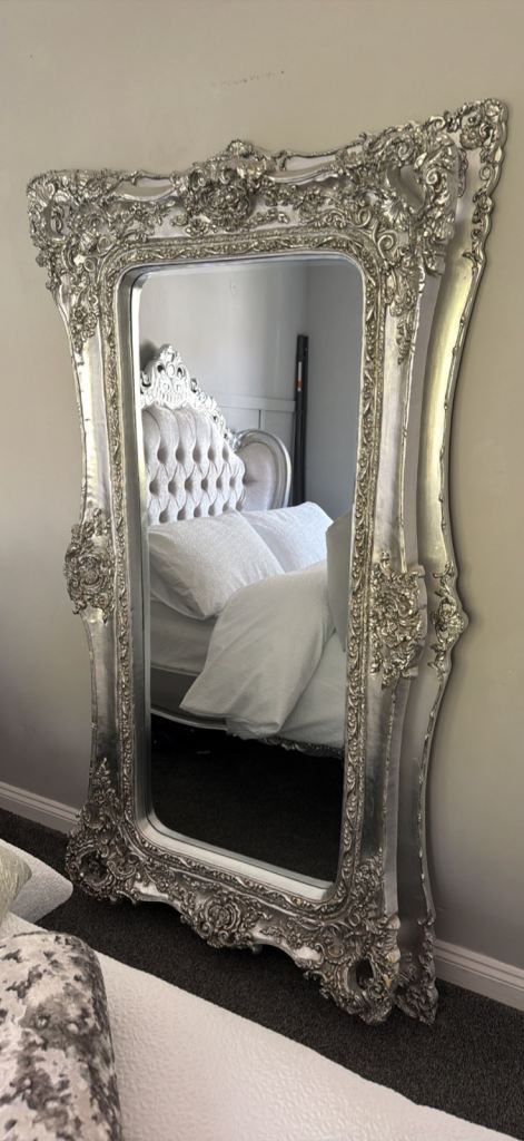 Large Silver Ornate Mirror – Good Condition