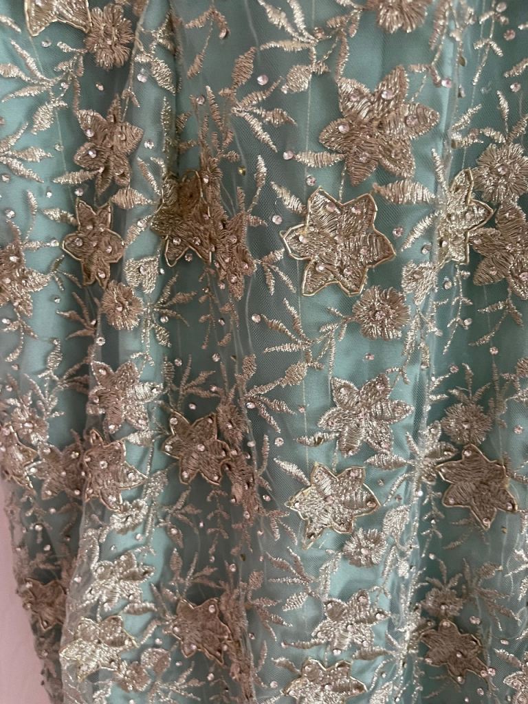 Cropped pants with heavily embroidered Kameeand Dupatta