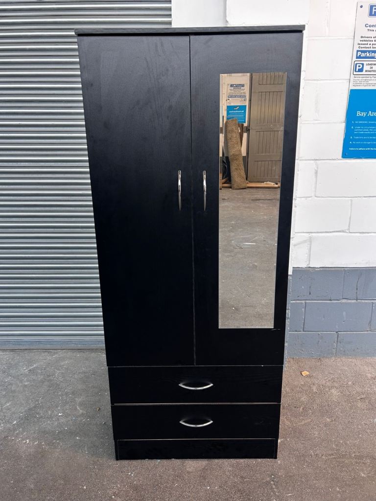 Black wardrobe with mirror, FREE DELIVERY 