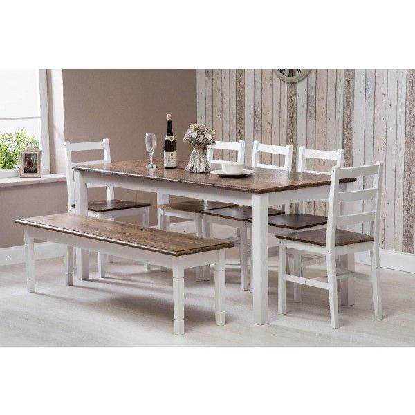 Solid Pine Wood Dining Table X-Large 5 chairs & 1 bench