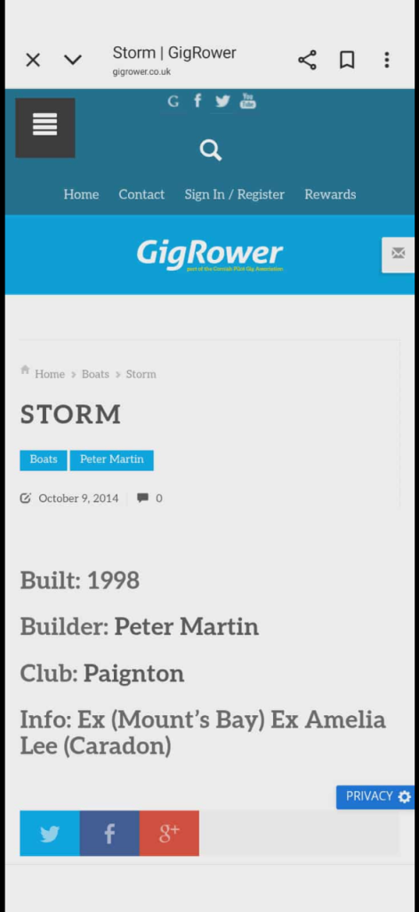 Wooden Cornish Pilot gig