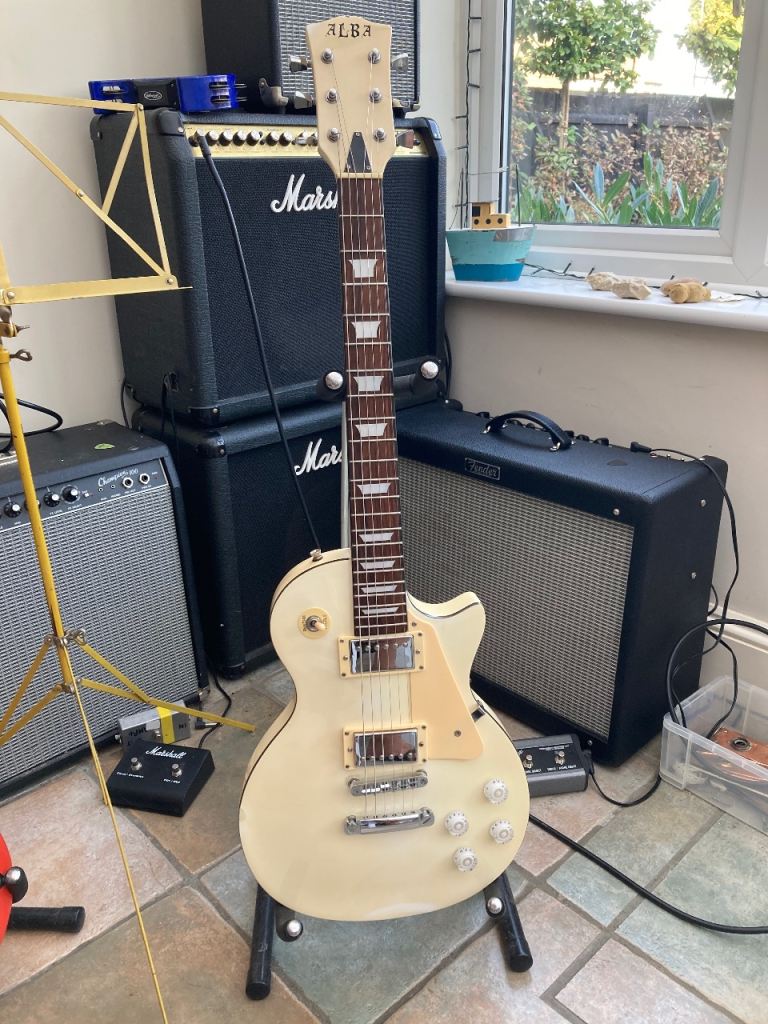 Alba Electric Les Paul Guitar - Cream, Fair Condition