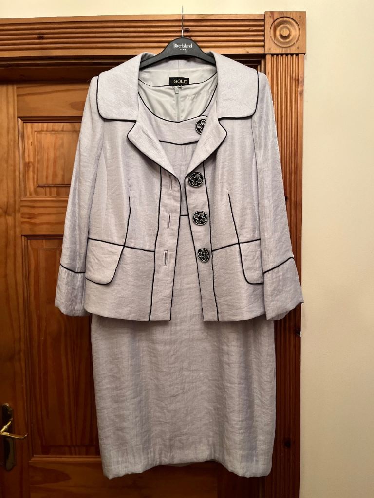 Stunning Silver Grey Dress & Jacket size 14 by Gold by Michael H