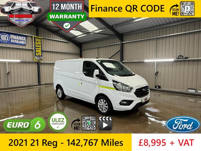 2021 21 Reg Ford Transit Custom 300 Limited 2.0 EcoBlue 130ps Low Roof Van + VAT