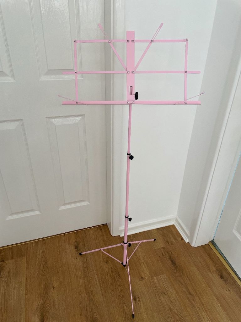 Pink Adjustable Music Stand with Carry Case - Good Condition 