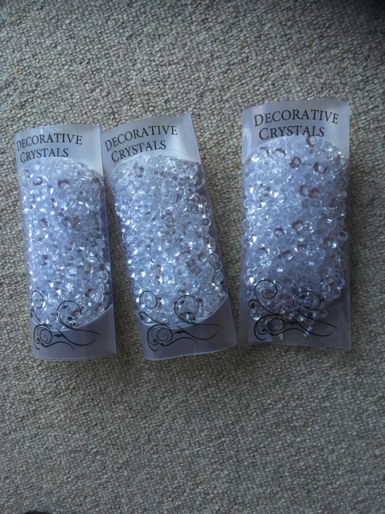 Three Packs of Decorative Clear Crystals – New