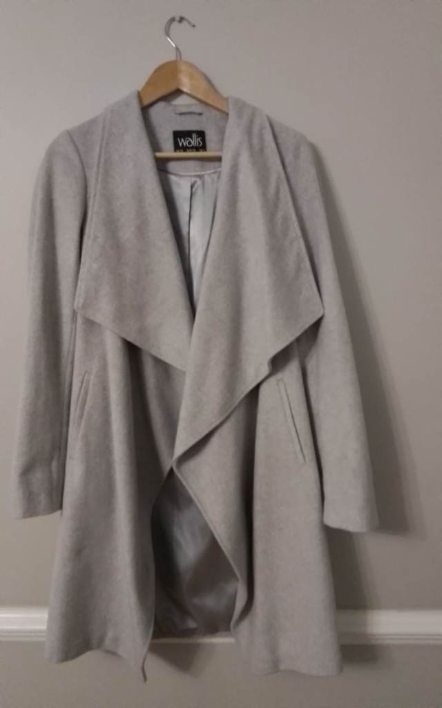 LADIES OPEN WATERFALL COAT LIGHT GREY FROM WALLIS