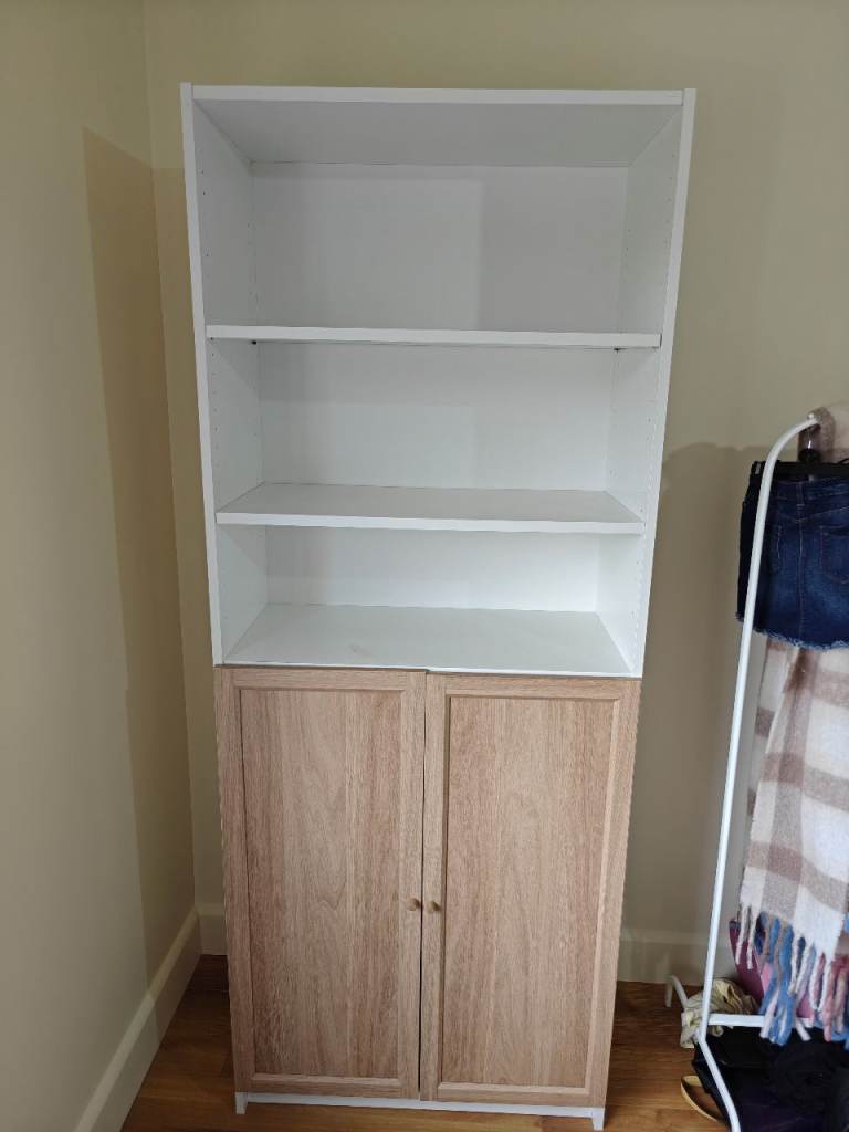 Billy Bookcase - White with Oak Doors 