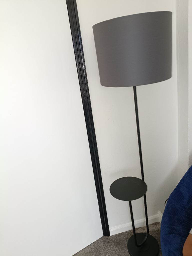 Stylish Grey Floor Lamp with Integrated Side Table