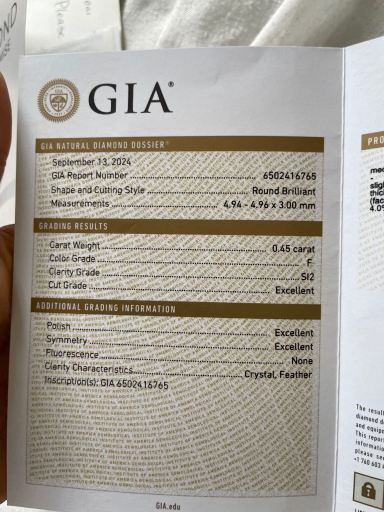 Size F Ernest Jones GIA Certified Diamond Engagement & Wedding Ring Set