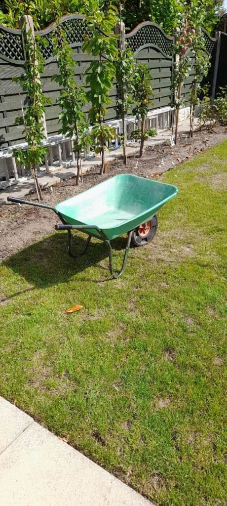 Green Wheelbarrow – Good Condition, Ready for Garden Chores