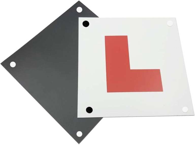Pack of 2 Fully Magnetic Learner Driving L Plates with 8 Suction Cups, Acton