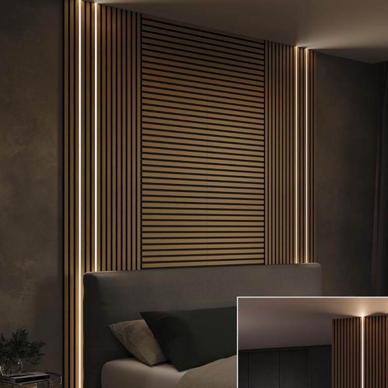 Decorative Wooden Wall Panels with Lighting
