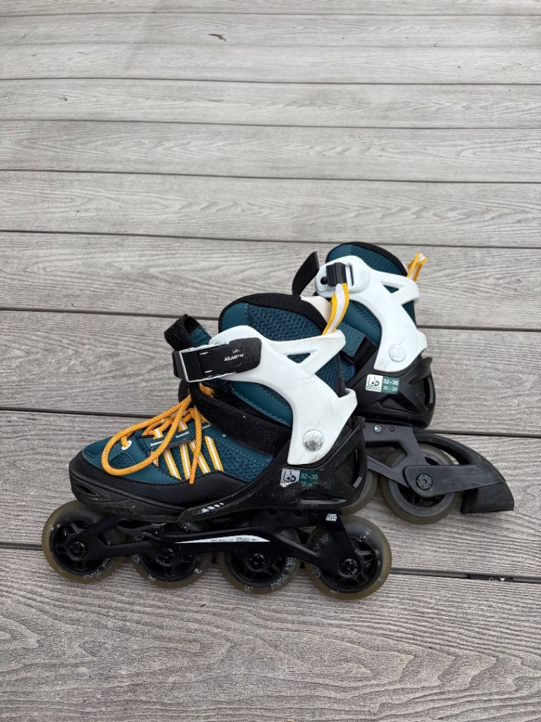 Decathlon Roller blades - Adjustable Inline Skates – Teal and Orange, Good Condition